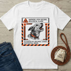 White Gildan Softstyle® T-shirt with a barking dog graphic and "Biological Alarm" warning.