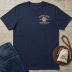 Navy blue vintage-style crewneck t-shirt featuring an Every Dog Society paw print graphic on the chest.
